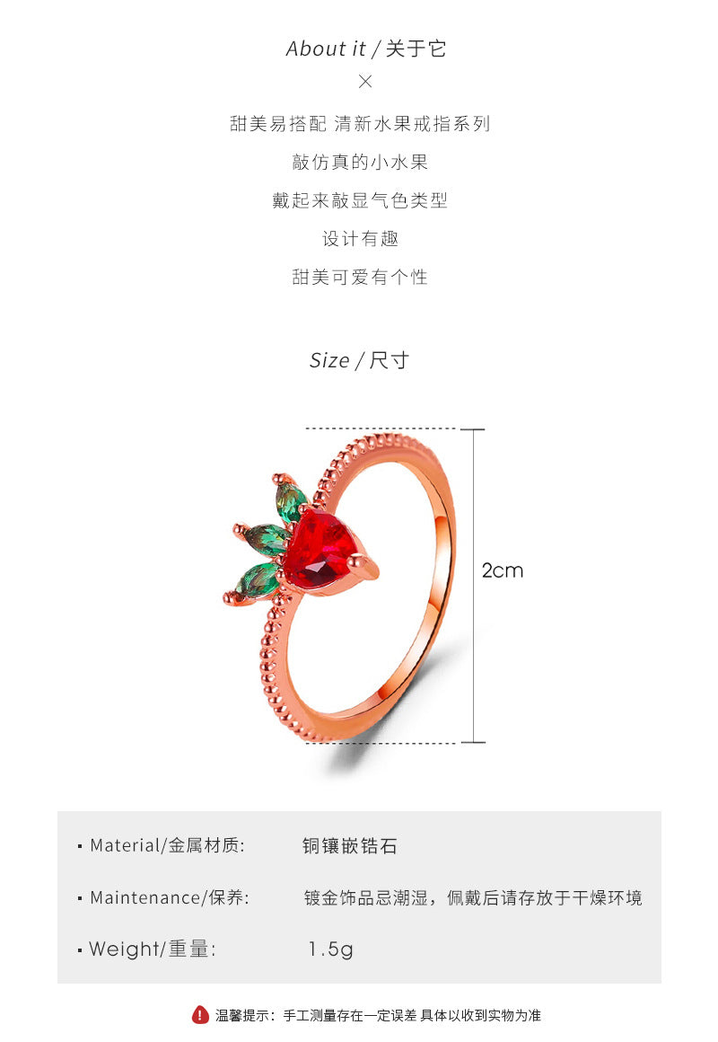 Copper Plating Fruit Artificial Gemstones Copper Rings