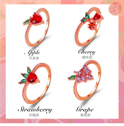 Copper Plating Fruit Artificial Gemstones Copper Rings