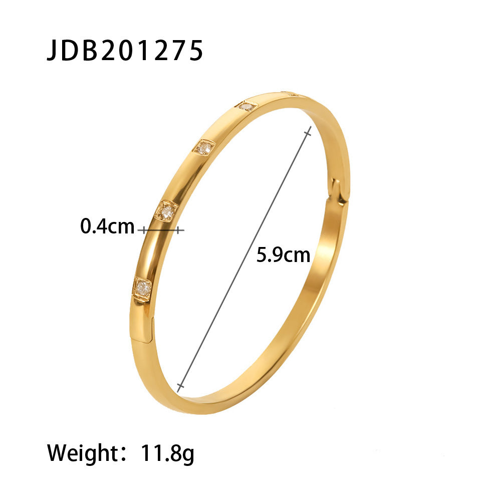 Simple Style Geometric Stainless Steel Zircon Bangle In Bulk