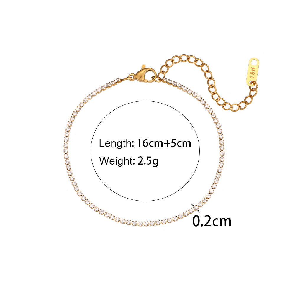 Jewelry Simple Style Geometric 304 Stainless Steel Zircon 18K Gold Plated Plating Necklace