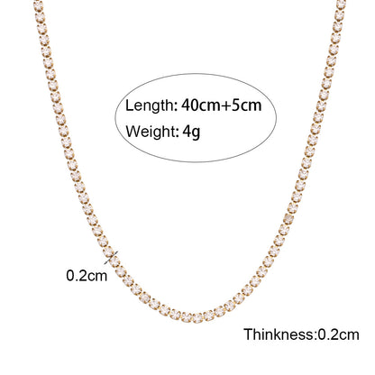 Jewelry Simple Style Geometric 304 Stainless Steel Zircon 18K Gold Plated Plating Necklace