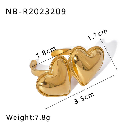 Jewelry Vintage Style Classic Style Geometric Heart Shape 304 Stainless Steel Plating Open Rings