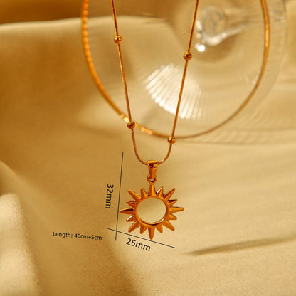 Jewelry Elegant Retro Animal Sun 201 Stainless Steel Pendant Necklace