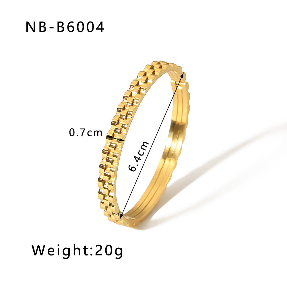 Simple Style Geometric 304 Stainless Steel 18K Gold Plated Rhinestones Zircon Bangle In Bulk