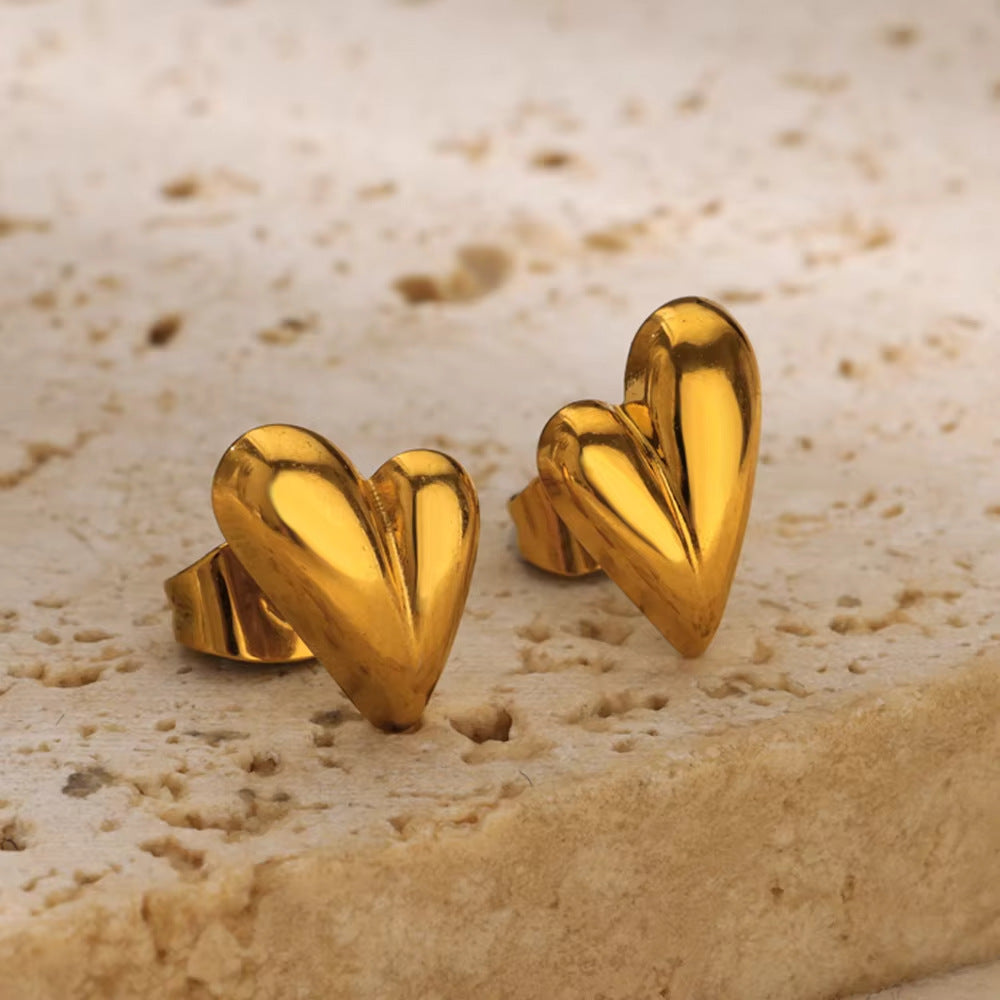 1 Pair IG Style Heart Shape Butterfly Bow Knot Plating 304 Stainless Steel 18K Gold Plated Ear Studs