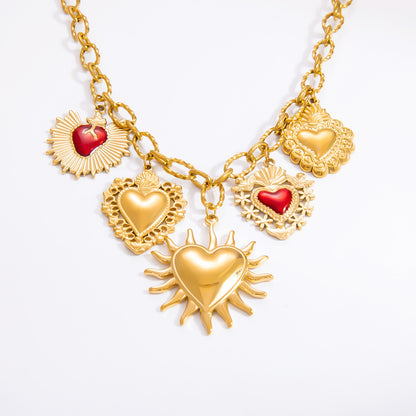 Jewelry IG Style Heart Shape Titanium Steel 18K Gold Plated Plating Pendant Necklace