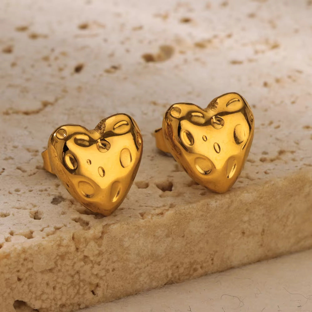 1 Pair IG Style Heart Shape Butterfly Bow Knot Plating 304 Stainless Steel 18K Gold Plated Ear Studs