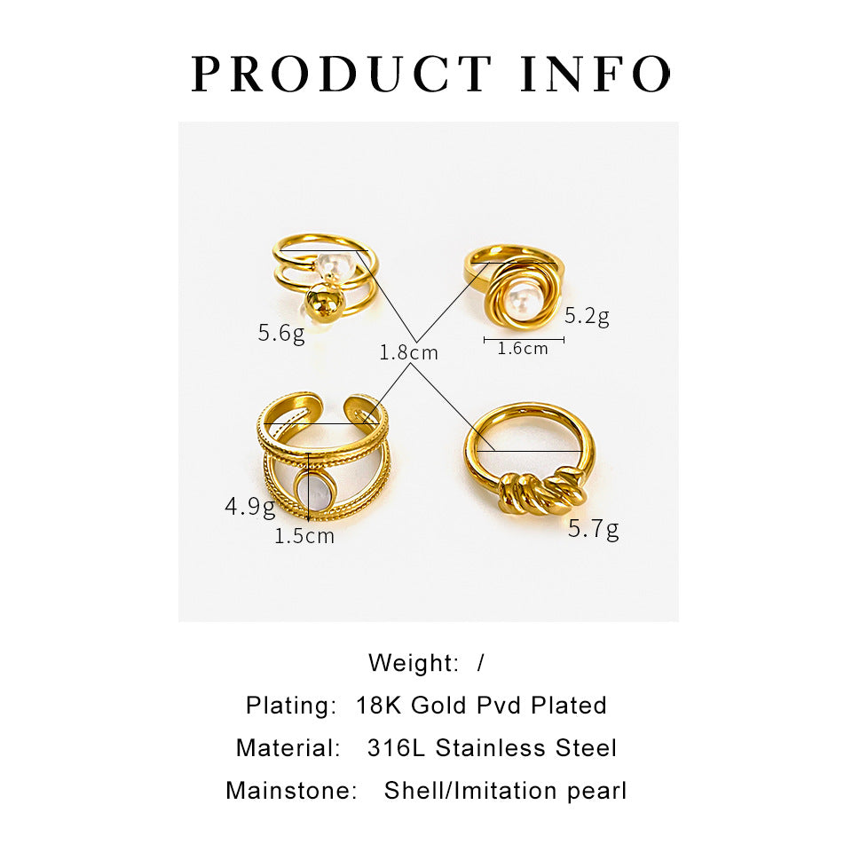 Jewelry Simple Style Commute Geometric 316L Stainless Steel  18K Gold Plated Rings