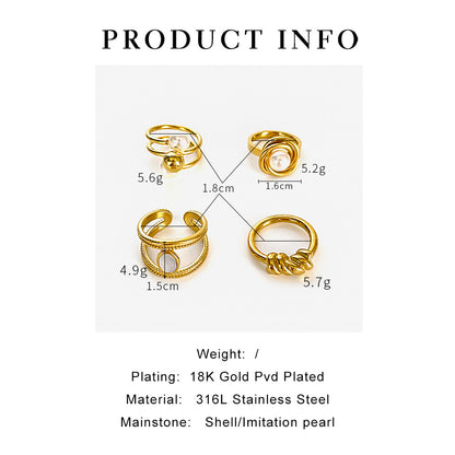 Jewelry Simple Style Commute Geometric 316L Stainless Steel  18K Gold Plated Rings