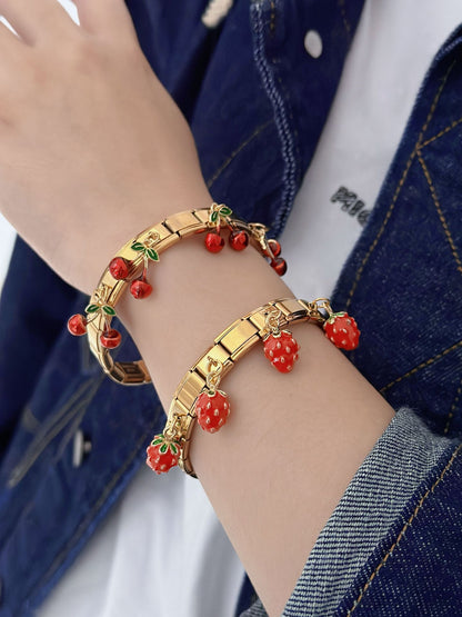 Cute Cherry Strawberry 304 Stainless Steel Alloy Bracelets In Bulk