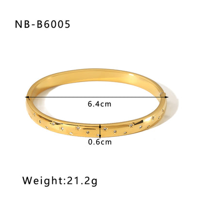 Simple Style Geometric 304 Stainless Steel 18K Gold Plated Rhinestones Zircon Bangle In Bulk