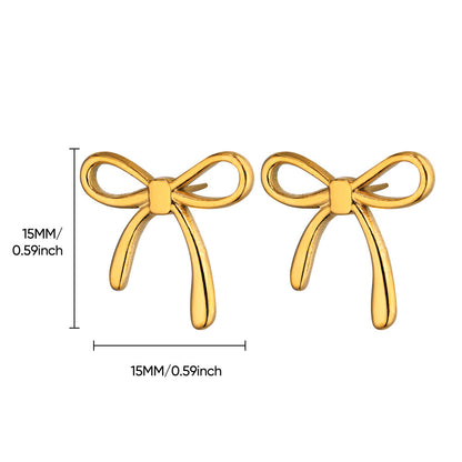 1 Pair IG Style Heart Shape Butterfly Bow Knot Plating 304 Stainless Steel 18K Gold Plated Ear Studs