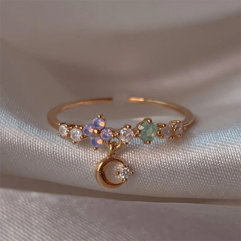 Copper 18K Gold Plated Plating Heart Shape Flower Butterfly Zircon Open Rings