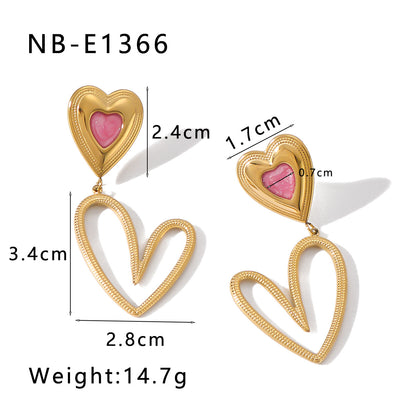 1 Pair Casual Elegant Lady Heart Shape Asymmetrical Plating 304 Stainless Steel Drop Earrings