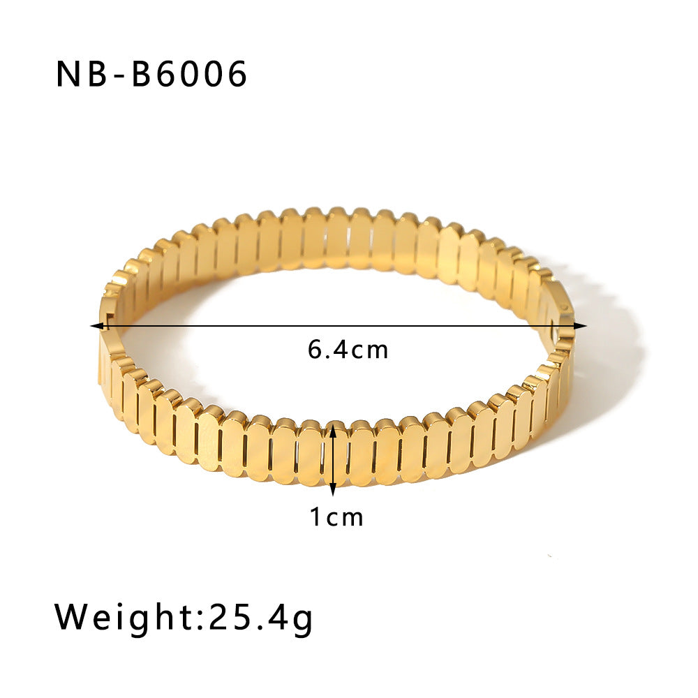 Simple Style Geometric 304 Stainless Steel 18K Gold Plated Rhinestones Zircon Bangle In Bulk