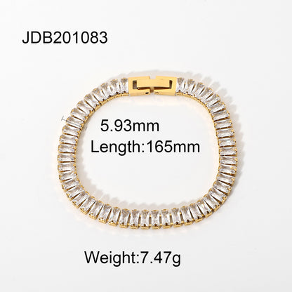 Fashion Geometric Stainless Steel Zircon Bracelets In Bulk