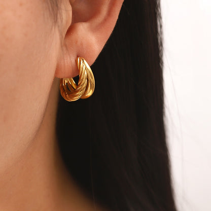 1 Pair Fashion Geometric Gold Plated 316 Stainless Steel  Ear Studs