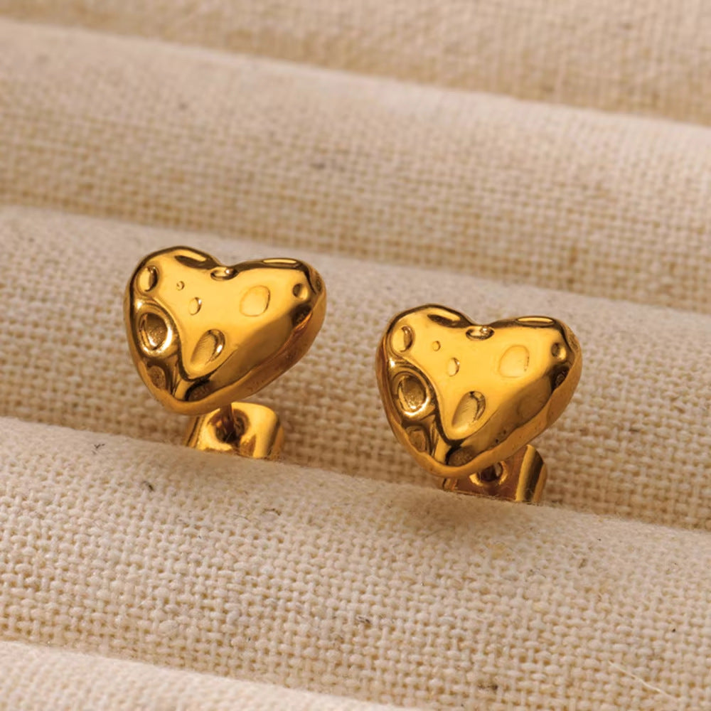 1 Pair IG Style Heart Shape Butterfly Bow Knot Plating 304 Stainless Steel 18K Gold Plated Ear Studs