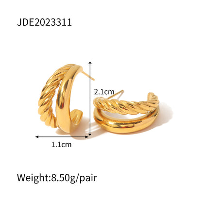 1 Pair Fashion Geometric Gold Plated 316 Stainless Steel  Ear Studs