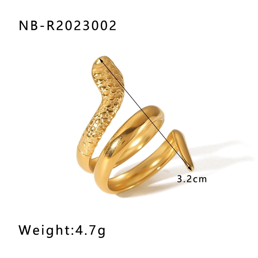 Stainless Steel 18K Gold Plated Hip-Hop Exaggerated Cool Style Plating Snake Open Rings