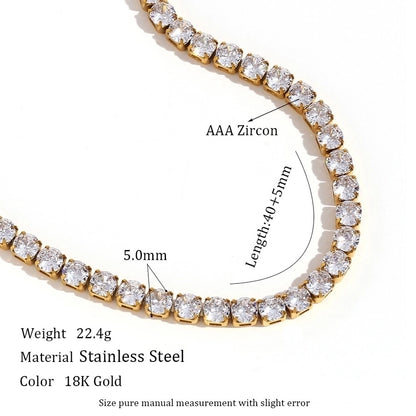 Jewelry Simple Style Geometric 304 Stainless Steel Zircon 18K Gold Plated Plating Necklace