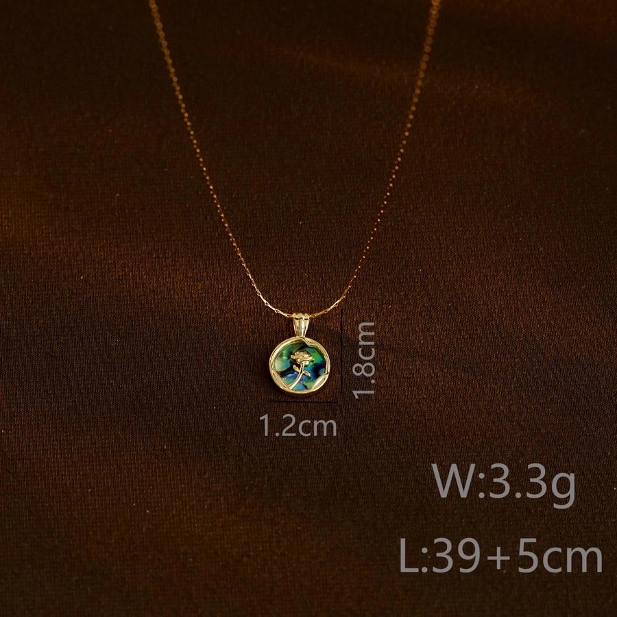 Jewelry Simple Style Commute Heart Shape Flower Butterfly 304 Stainless Steel Zircon Abalone Shell 18K Gold Plated Inlay Pendant Necklace