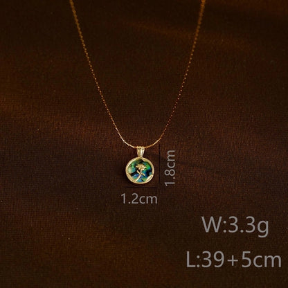 Jewelry Simple Style Commute Heart Shape Flower Butterfly 304 Stainless Steel Zircon Abalone Shell 18K Gold Plated Inlay Pendant Necklace