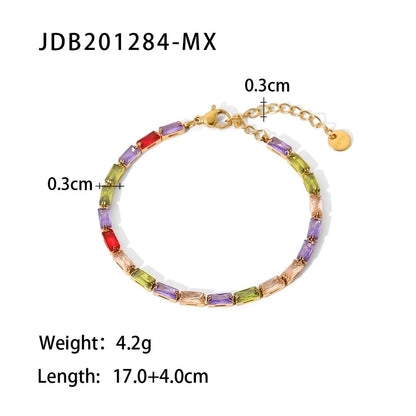 Fashion Geometric Stainless Steel Zircon Bracelets In Bulk