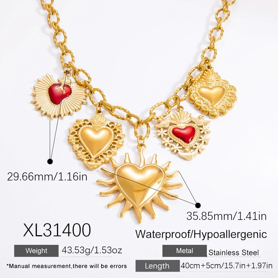 Jewelry IG Style Heart Shape Titanium Steel 18K Gold Plated Plating Pendant Necklace