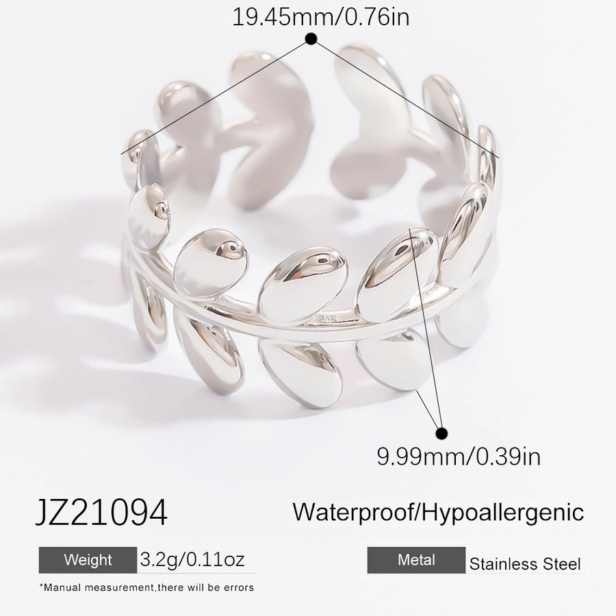 Jewelry Sweet Classic Style Leaf Infinity 304 Stainless Steel Open Rings