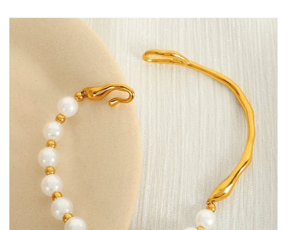 Elegant Baroque Style IG Style Bow Knot 18K Gold Plated 304 Stainless Steel Imitation Pearl  Bracelets