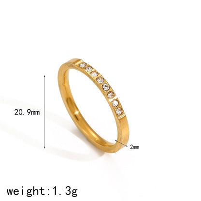 Jewelry IG Style Geometric 304 Stainless Steel Zircon 18K Gold Plated Polishing Rings