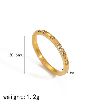 Jewelry IG Style Geometric 304 Stainless Steel Zircon 18K Gold Plated Polishing Rings