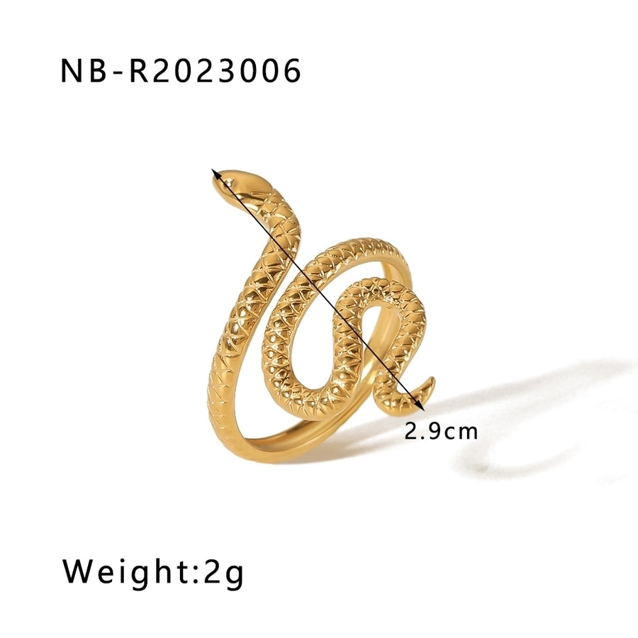 Stainless Steel 18K Gold Plated Hip-Hop Exaggerated Cool Style Plating Snake Open Rings