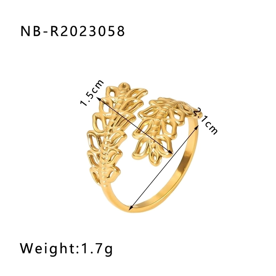 Stainless Steel 18K Gold Plated IG Style Basic Simple Style Plating Tree Symbol Lingge Open Rings