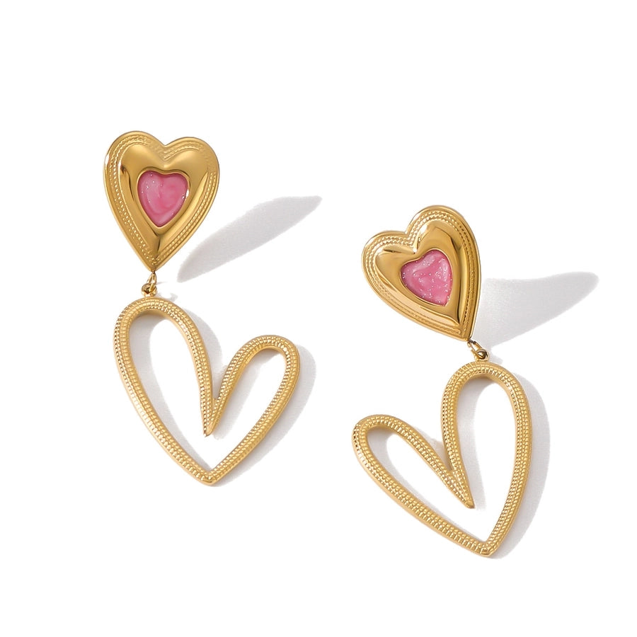 1 Pair Casual Elegant Lady Heart Shape Asymmetrical Plating 304 Stainless Steel Drop Earrings