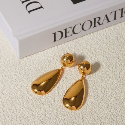 1 Pair IG Style Water Droplets Stainless Steel 18K Gold Plated Drop Earrings