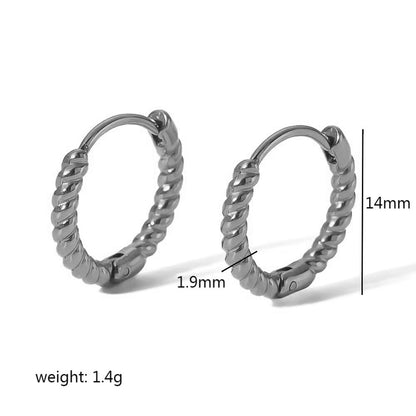 1 Pair Casual Simple Style Streetwear Twist Plating Inlay 304 Stainless Steel Zircon Earrings