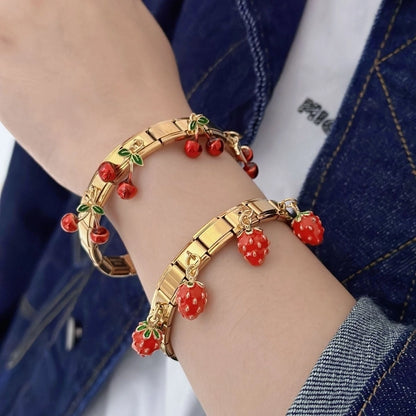 Cute Cherry Strawberry 304 Stainless Steel Alloy Bracelets In Bulk