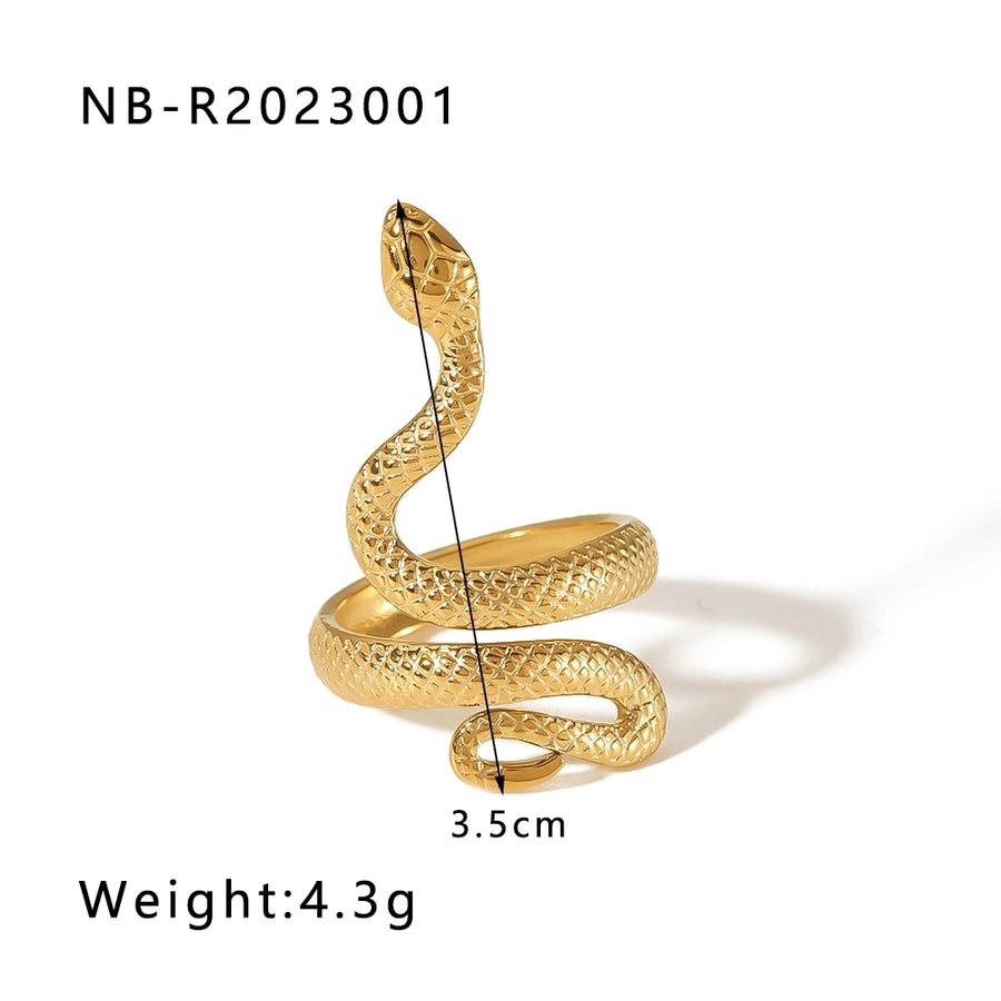 Stainless Steel 18K Gold Plated Hip-Hop Exaggerated Cool Style Plating Snake Open Rings