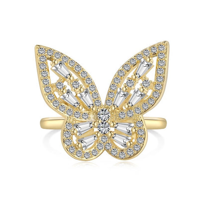 925 Sterling Silver Zircon Butterfly Rings