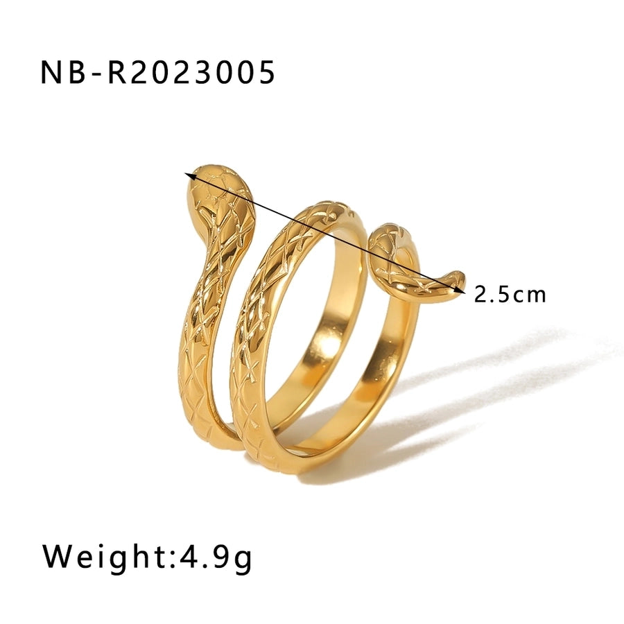 Stainless Steel 18K Gold Plated Hip-Hop Exaggerated Cool Style Plating Snake Open Rings