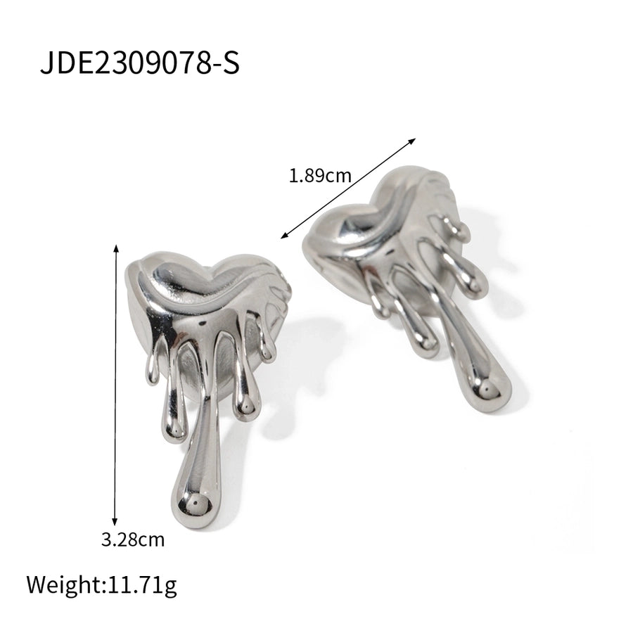 1 Pair IG Style Vintage Style Heart Shape Plating 316 Stainless Steel  Ear Studs