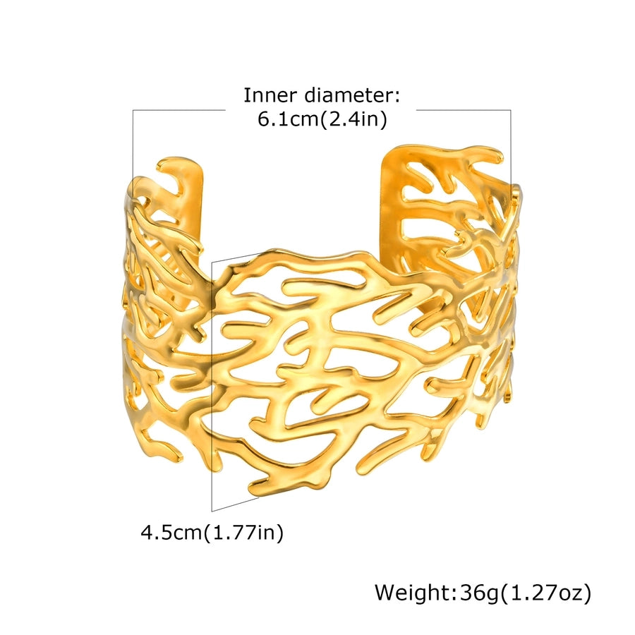 Retro Classic Style C Shape 304 Stainless Steel 18K Gold Plated Cuff Bracelets Wide Bracelet In Bulk