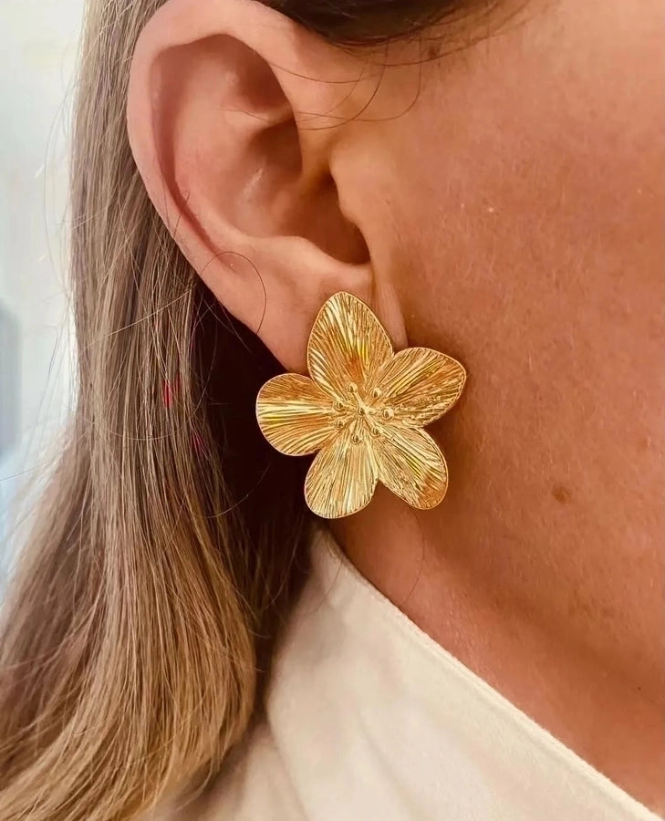 Jewelry INS Style Flower Butterfly 304 Stainless Steel Turquoise 18K Gold Plated Plating Inlay Rings Earrings