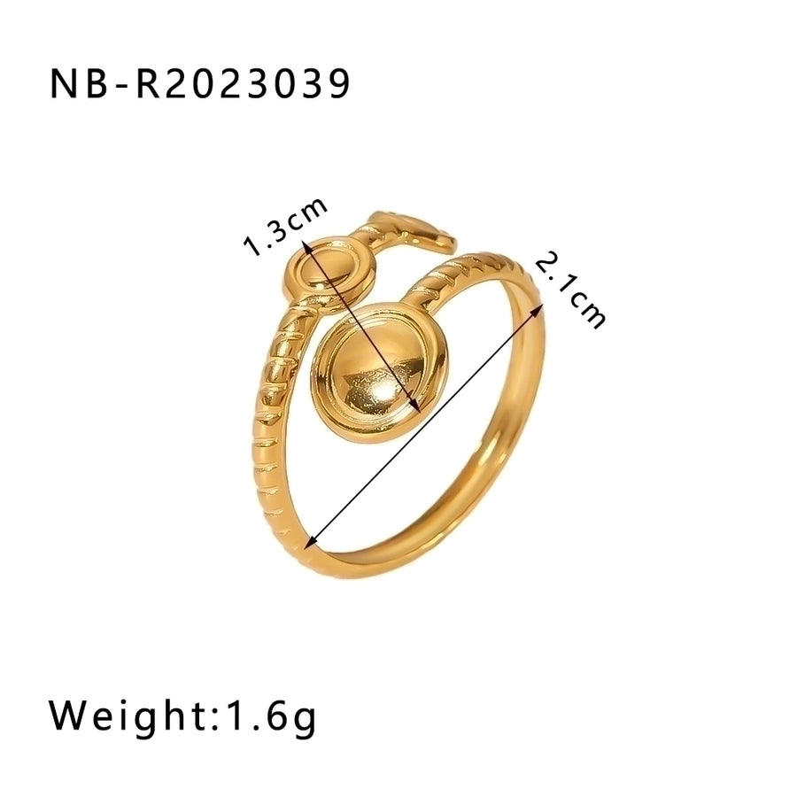 Stainless Steel 18K Gold Plated IG Style Basic Simple Style Plating Four Leaf Clover Heart Shape Flower Open Rings