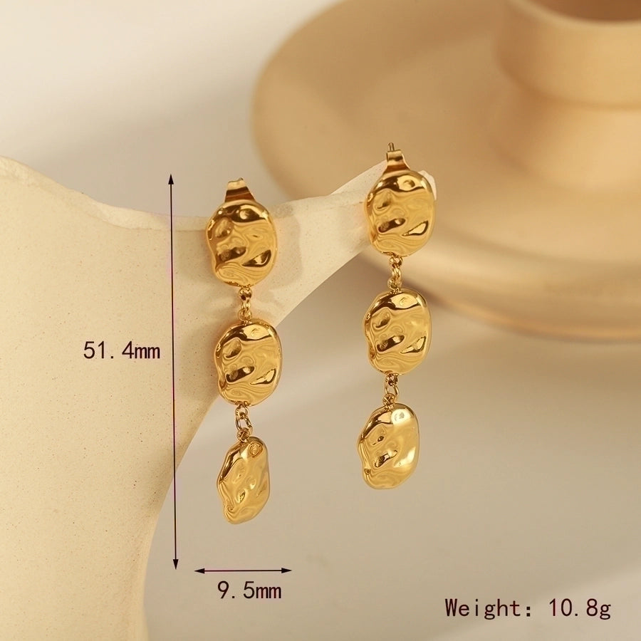 1 Pair Vintage Style Exaggerated Round Plating 304 Stainless Steel 18K Gold Plated Drop Earrings