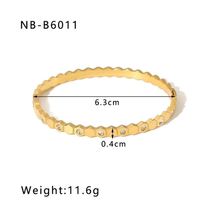 Simple Style Geometric 304 Stainless Steel 18K Gold Plated Rhinestones Zircon Bangle In Bulk