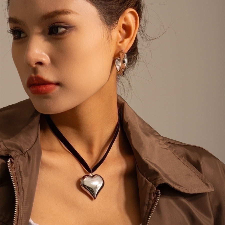 Jewelry Classic Style Heart Shape Stainless Steel Cloth 18K Gold Plated Plating Pendant Necklace