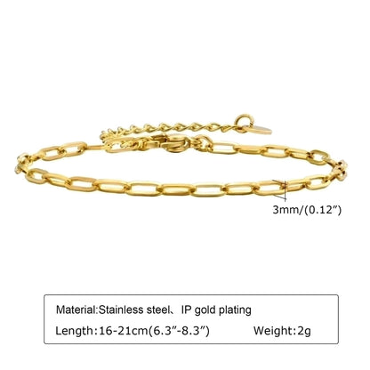 Elegant Geometric 201 Stainless Steel 18K Gold Plated Zircon Bracelets In Bulk